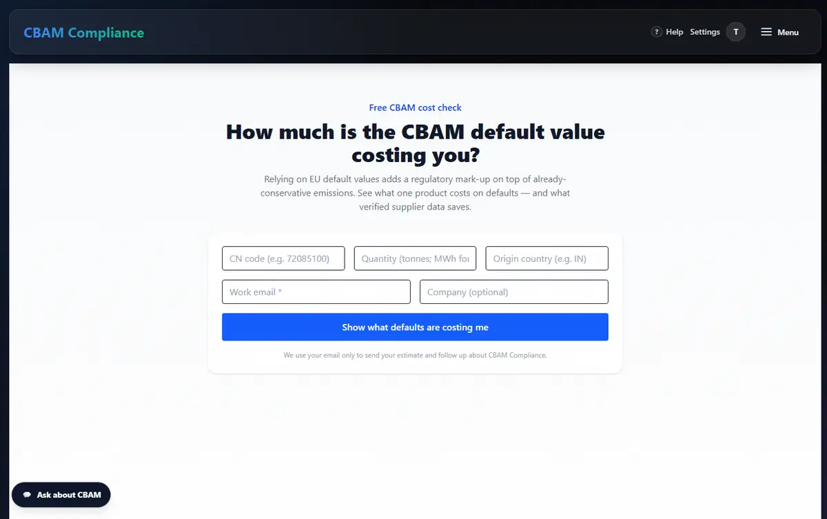 Free public check: how much is the CBAM default value costing you?