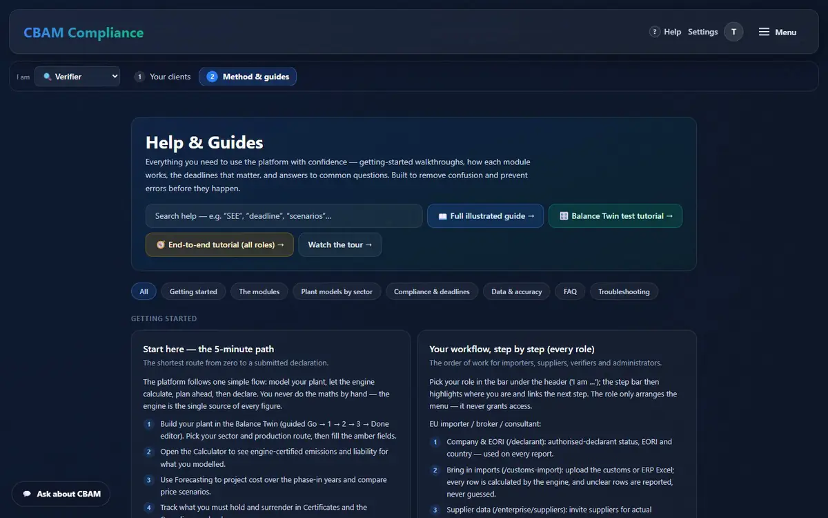 Help & Guides: search, guides, categories and the topics