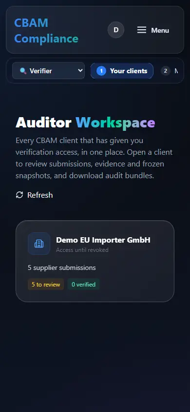 Auditor workspace on a phone