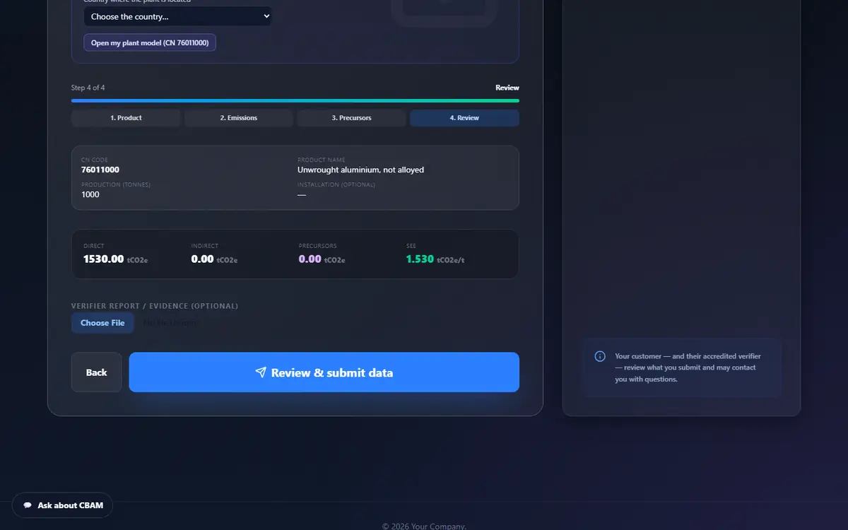 Step 4: review with the live SEE and the evidence upload