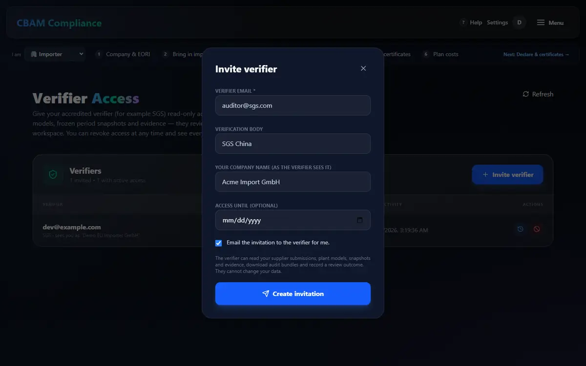 Invite verifier dialog